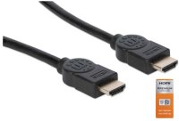 P-355353 | Manhattan Zertifiziertes Premium High Speed HDMI-Kabel mit Ethernet-Kanal - 4K@60Hz - HEC - ARC - 3D - 18 Gbit/s Bandbreite - HDMI-Stecker auf HDMI-Stecker - geschirmt - schwarz - 3 m - 3 m - HDMI Typ A (Standard) - HDMI Typ A (Standard) - 3D -
