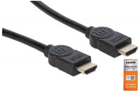 P-355346 | Manhattan Zertifiziertes Premium High Speed HDMI-Kabel mit Ethernet-Kanal - 4K@60Hz - HEC - ARC - 3D - 18 Gbit/s Bandbreite - HDMI-Stecker auf HDMI-Stecker - geschirmt - schwarz - 1,8 m - 1,8 m - HDMI Typ A (Standard) - HDMI Typ A (Standard) -