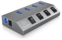 ICY BOX IB-HUB1405 - USB 3.2 Gen 1 (3.1 Gen 1) Type-B - USB 3.2 Gen 1 (3.1 Gen 1) Type-A - 5000 Mbit/s - Anthrazit - Aluminium - Aktivität - Leistung