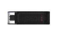 A-DT70/64GB | Kingston DataTraveler 70 - 64 GB - USB Typ-C - 3.2 Gen 1 (3.1 Gen 1) - Kabel - 7 g - Schwarz | DT70/64GB | Verbrauchsmaterial