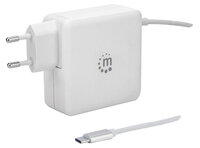 P-180245 | Manhattan Power Delivery USB-Ladegerät mit integriertem USB-C-Kabel 60 W - USB-Netzteil mit USB-C Power Delivery-Stecker (PD 3.0) mit bis zu 60 W - USB-A Ladeport bis zu 2,4 A - weiß - Indoor - AC - 20 V - 3 A - Weiß | 180245 | Zubehör