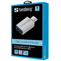 A-136-24 | SANDBERG USB-C to USB 3.0 Dongle - USB 3.2 Gen 1 (3.1 Gen 1) Type-C - USB 3.2 Gen 1 (3.1 Gen 1) Type-A - Silber - Aluminium - 80 mm - 16 mm | 136-24 | Zubehör | GRATISVERSAND :-) Versandkostenfrei bestellen in Österreich