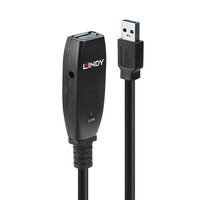 Lindy 43322 - 15 m - USB A - USB A - USB 3.2 Gen 1 (3.1 Gen 1) - 5000 Mbit/s - Schwarz