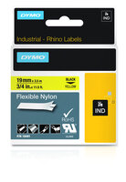 DYMO IND Flexibles Nylonband. Aufkleberfarbe: Schwarz auf gelb, Produktfarbe: Mehrfarben, Material: Nylon. Speicherbandbreite (metrisch): 1,9 cm, Bandlänge: 3,5 m, Verpackungsart: Box