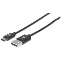 Manhattan USB 2.0 Typ C-Kabel - Typ C-Stecker auf Typ A-Stecker - 480 Mbit/s - 2 m - schwarz - 2 m - USB C - USB A - USB 2.0 - 480 Mbit/s - Schwarz