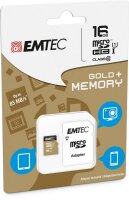 P-ECMSDM16GHC10GP | EMTEC Gold+ - Flash-Speicherkarte ( SD-Adapter inbegriffen ) - 16 GB | Herst. Nr. ECMSDM16GHC10GP | Flash-Speicher | EAN: 3126170142252 |Gratisversand | Versandkostenfrei in Österrreich