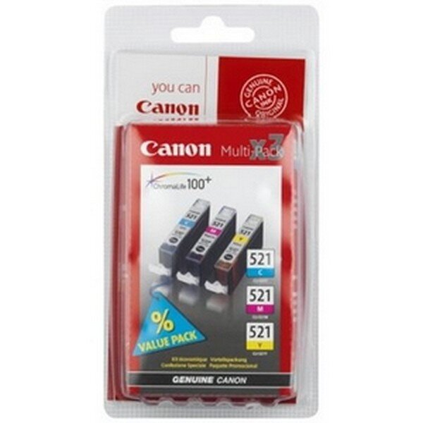 A-2934B010 | Canon CLI-521 C/M/Y Farbtinte Multipack - Tinte auf Pigmentbasis - 3 Stück(e) | 2934B010 | Verbrauchsmaterial