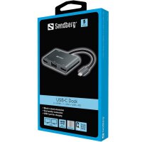 A-136-35 | SANDBERG USB-C Dock 2xHDMI+1xVGA+USB+PD -...