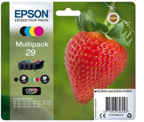 A-C13T29864012 | Epson Strawberry Multipack 4-colours 29 Claria Home Ink - Standardertrag - 5,3 ml - 3,2 ml - 175 Seiten - 1 Stück(e) - Multipack | C13T29864012 | Verbrauchsmaterial