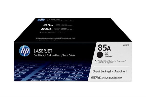 Y-CE285AD | HP 85A 2er-Pack Schwarz Original LaserJet Tonerkartuschen - 1600 Seiten - Schwarz - 2 Stück(e) | CE285AD | Verbrauchsmaterial