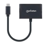 GRATISVERSAND | P-153430 | Manhattan USB-C auf VGA-Konverter mit Power Delivery-Ladeport - 1080p-Auflösung - Power Delivery-Port mit bis zu 60 W (3 A/20 V) - schwarz - 1024 x 768 Pixel | HAN: 153430 | Kabel / Adapter | EAN: 766623153430