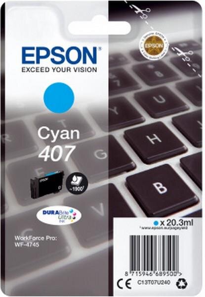 Y-C13T07U240 | Epson WF-4745 Series Ink Cartridge L Cyan - Hohe (XL-) Ausbeute - 38,1 ml - 1900 Seiten - 1 Stück(e) - Einzelpackung | C13T07U240 | Verbrauchsmaterial