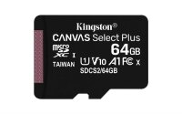 Y-SDCS2/64GB | Kingston Canvas Select Plus - 64 GB - MicroSDXC - Klasse 10 - UHS-I - 100 MB/s - 85 MB/s | SDCS2/64GB | Verbrauchsmaterial