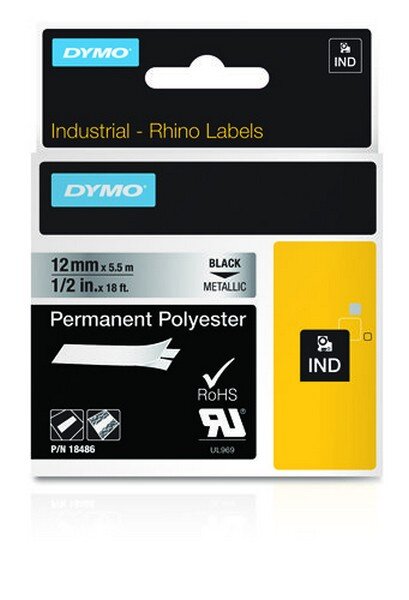 Dymo IND Permanente Polyester - Schwarz auf Metallic - Mehrfarben - Polyester - -40 - 150 °C - UL 969 - DYMO