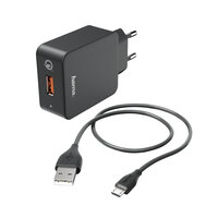 I-00133754 | Hama Ladeset, Micro USB, Ladegerät QC 3.0 + Micro-USB-Kabel, 1,5 m, Schwarz | 00133754 | Zubehör