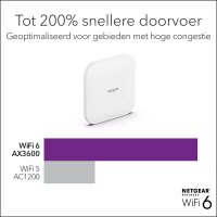 X-WAX620-100EUS | Netgear Insight Cloud Managed WiFi 6 AX3600 Dual Band Access Point (WAX620) - 3600 Mbit/s - 1200 Mbit/s - 2400 Mbit/s - 100,1000,2500 Mbit/s - IEEE 802.11ax - IEEE 802.11i - IEEE 802.3af - IEEE 802.3at - Multi User MIMO | WAX620-100EUS |