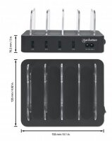 P-102261 | Manhattan 4-Port USB-Ladestation - Vier USB-A-Ports - bis zu 2,4 A/5 V pro Port - 34 W Ausgangsleistung gesamt - schwarz - Freistehend - Kunststoff - Schwarz - Kontakt - CE FCC RoHS WEEE ETL - 2,4 A | 102261 | Ladegeräte |