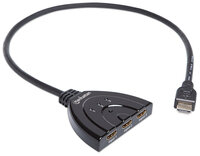 Manhattan 1080p 3-Port HDMI-Switch - 1080p@60Hz - integriertes Kabel - Stromversorgung über USB - schwarz - HDMI - 1.3b - Schwarz - 15 m - 1080p - 2,5 Gbit/s