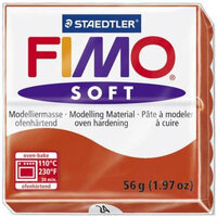 Staedtler FIMO soft. Typ: Modellierton, Produktfarbe: Rot, Backtemperatur: 110 °C. Gewicht: 56 g. Verpackungsbreite: 55 mm, Verpackungstiefe: 55 mm, Verpackungshöhe: 11 mm. Menge pro Packung: 1 Stück(e)