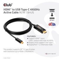 Club 3D HDMI-USB-C 4K60Hz Active Cable M/M 1.8m - Kabel - Digital/Daten