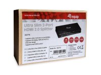 P-332716 | Equip Ultra-Slim 2-Port HDMI 2.0 Splitter - HDMI - 2x HDMI - 3840 x 2160 Pixel - Schwarz - Aluminium - 4K Ultra HD | Herst. Nr. 332716 | Umschalter | EAN: 4015867223222 |Gratisversand | Versandkostenfrei in Österrreich