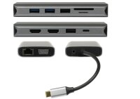 ALLNET PSUC0216 - USB 3.2 Gen 1 (3.1 Gen 1) Type-C - 3.5mm - HDMI - RJ-45 - USB 2.0 - USB 3.2 Gen 1 (3.1 Gen 1) Type-A - USB 3.2 Gen 1 (3.1 Gen 1) Type-C - VGA - 3840 x 2160 Pixel - MicroSD (TransFlash) - SD - Grau - 100 W
