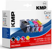 KMP C81V - Tinte auf Pigmentbasis - Schwarz - Cyan - Magenta - Gelb - Multi pack - Canon Pixma IP 4850 - IP 4950 - IX 6550 - MG 5240 - MG 5250 - MG 5340 - MG 5350 - MG 6150 - MG 6250 - MG... - 1 Stück(e) - Tintenstrahldrucker