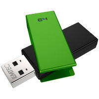 EMTEC C350 Brick 2.0 - 64 GB - USB Typ-A - 2.0 - 15 MB/s - Drehring - Schwarz - Grün