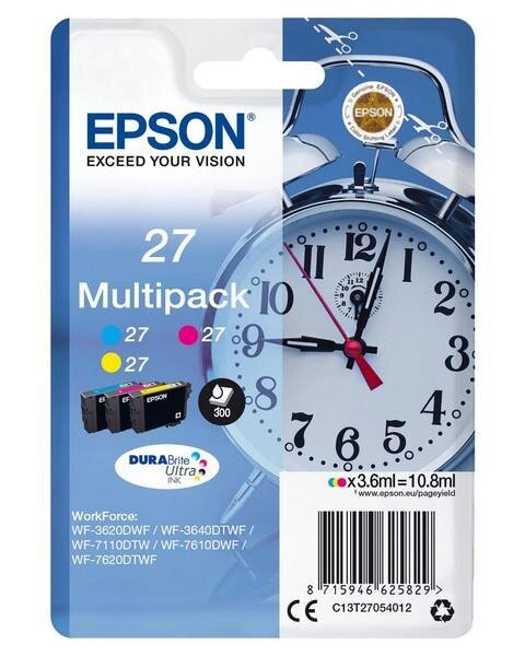 A-C13T27054012 | Epson Alarm clock Multipack 3-colour 27 DURABrite Ultra Ink - Standardertrag - Tinte auf Pigmentbasis - 3,6 ml - 300 Seiten - 1 Stück(e) - Multipack | C13T27054012 | Verbrauchsmaterial