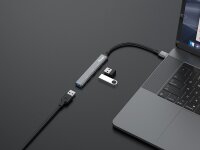 GRATISVERSAND | P-128960 | Equip 4-PORT-USB 3.0/2.0-HUB - USB 3.2 Gen 1 (3.1 Gen 1) Type-A - USB 2.0 - USB 3.2 Gen 1 (3.1 Gen 1) Type-A - 5000 Mbit/s - Schwarz - Grau - Aluminium - 0,15 m | HAN: 128960 | USB-Hubs | EAN: 4015867227602