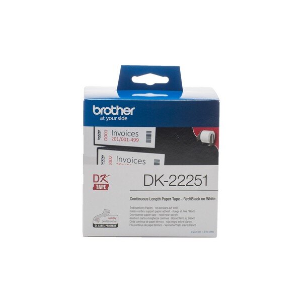 P-DK22251 | Brother DK-22251 - Schwarz und rot auf weiß - DK - Schwarz - Blau - Weiß - Wärmeübertragung - QL-800 QL-810W QL-820NWB - 6,2 cm | DK22251 | Verbrauchsmaterial