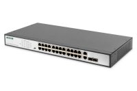 ADN-95343N | DIGITUS 24-Port Fast Ethernet PoE Switch, 19 Zoll, Unmanaged, 2 Uplinks | DN-95343 | Netzwerktechnik