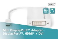 AAK-340509-002-WN | DIGITUS Mini DisplayPort Adapter - DisplayPort, HDMI + DVI | AK-340509-002-W | Zubehör | GRATISVERSAND :-) Versandkostenfrei bestellen in Österreich