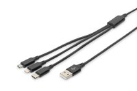 AAK-300160-010-SN | DIGITUS 3-in-1 Ladekabel, USB A - Lightning + Micro USB + USB-C | AK-300160-010-S | Zubehör