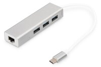 ADA-70255N | DIGITUS DA-70255 - 3 Port USB 3.0 Type-C Hub mit Gigabit Ethernet 3xUSB A/F,1xUSB A/M,1xRJ45 LAN, Win/Mac OS | DA-70255 | Zubehör
