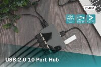 ADA-70229N | DIGITUS USB 2.0 Hub, 10-Port | Herst. Nr. DA-70229 | USB-Hubs | EAN: 4016032331445 |Gratisversand | Versandkostenfrei in Österrreich