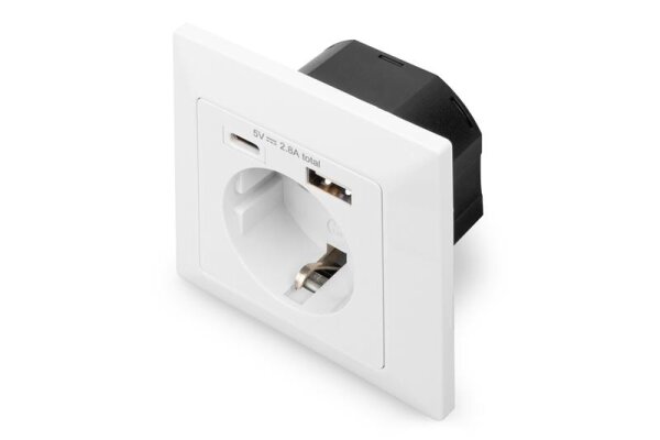 ADA-70615N | DIGITUS Sicherheits-Steckdose für Unterputzmontage mit 1 x USB Type-C,  1 x USB A | DA-70615 | PC Komponenten