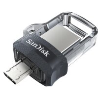 Y-SDDD3-016G-G46 | SanDisk Ultra Dual m3.0 - 16 GB - USB Type-A / Micro-USB - 3.2 Gen 1 (3.1 Gen 1) - Dia - 5,2 g - Schwarz - Silber - Transparent | SDDD3-016G-G46 | Verbrauchsmaterial