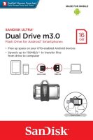 Y-SDDD3-016G-G46 | SanDisk Ultra Dual m3.0 - 16 GB - USB Type-A / Micro-USB - 3.2 Gen 1 (3.1 Gen 1) - Dia - 5,2 g - Schwarz - Silber - Transparent | SDDD3-016G-G46 | Flash-Speicher |