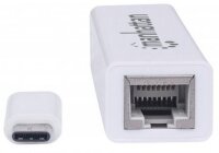 P-507585 | Manhattan USB-C auf Gigabit-Ethernet-Netzwerkadapter - USB 3.1 Gen 1 auf 10/100/1000 Mbit/s Gigabit Ethernet - Kabelgebunden - USB Typ-C - Ethernet - 100 Mbit/s - Weiß | 507585 | Netzwerkadapter / Schnittstellen |