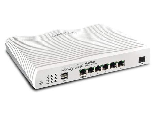 Draytek Vigor 2866: Gfast Modem-Firewall. Ethernet Schnittstellen Typ: Gigabit Ethernet, Ethernet LAN Datentransferraten: 1000 Mbit/s. Unterstützte Sicherheitsalgorithmen: WEP,WPA,WPA2,WPA3. Produktfarbe: Grau. Breite: 241 mm, Tiefe: 166 mm, Höhe: 46 mm