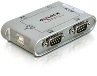 Delock 4 Port USB 2.0 Seriell Hub - Silber - Windows 2000/XP/Server 2003/Vista - USB 2.0 - Serial