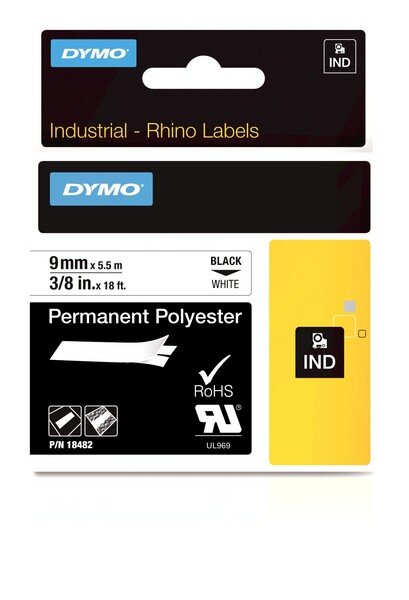 Dymo IND Permanente Polyester - Schwarz auf weiss - Mehrfarbig - Polyester - -40 - 150 °C - UL 969 - DYMO
