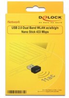 P-12461 | Delock USB 2.0 Dual Band WLAN ac/a/b/g/n Nano Stick - Netzwerkadapter - USB 2.0 Netzwerkadapter / Schnittstellen Gratisversand und Versandkostenfrei in Österrreich | Herst. Nr. 12461 | Netzwerkadapter / Schnittstellen | EAN: 4043619124619 |