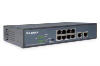 DIGITUS 8-Port Fast Ethernet PoE Switch, 19 Zoll, Unmanaged, 2 Uplinks