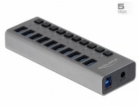 Delock Externer SuperSpeed USB Hub mit 10 Ports+ Schalter 63670