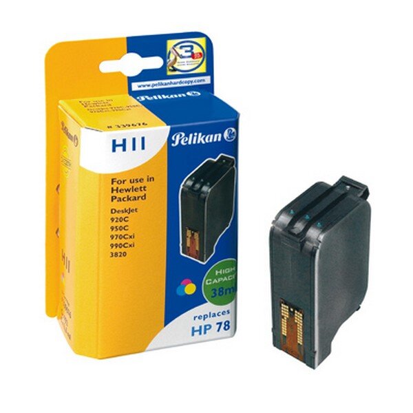 P-339676 | Pelikan Inkjet Cartridge H11 ersetzt HP 78A - tricolor - 3 x 12,6 ml - Tinte auf Pigmentbasis - Cyan - Magenta - Gelb - HP Color Copier 180 - 190 - 280 - 290 - DeskJet 1180C - 1220C - 1220Cse - 1220Cxi - 1280 - 3810 - 3816,... - 1 Stück(e) - Ho