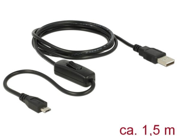 Delock USB-Kabel - 5-polig Micro-USB, Typ A (nur Spannungsversorgung) (M) bis USB (M) - 1.5 m