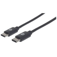 Manhattan USB 2.0 Typ C-Kabel - Typ C-Stecker auf Typ C-Stecker - 480 Mbit/s - 3 m - schwarz - 3 m - USB C - USB C - USB 2.0 - 480 Mbit/s - Schwarz