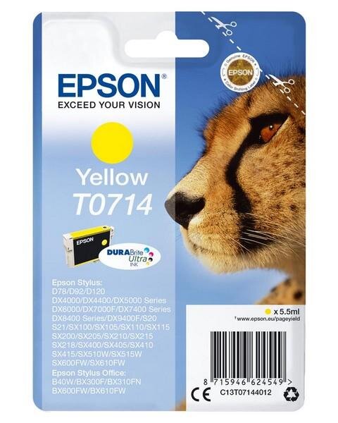 Y-C13T07144012 | Epson Singlepack Yellow T0714 DURABrite Ultra Ink - Standardertrag - Tinte auf Pigmentbasis - 5,5 ml - 1 Stück(e) | C13T07144012 | Verbrauchsmaterial